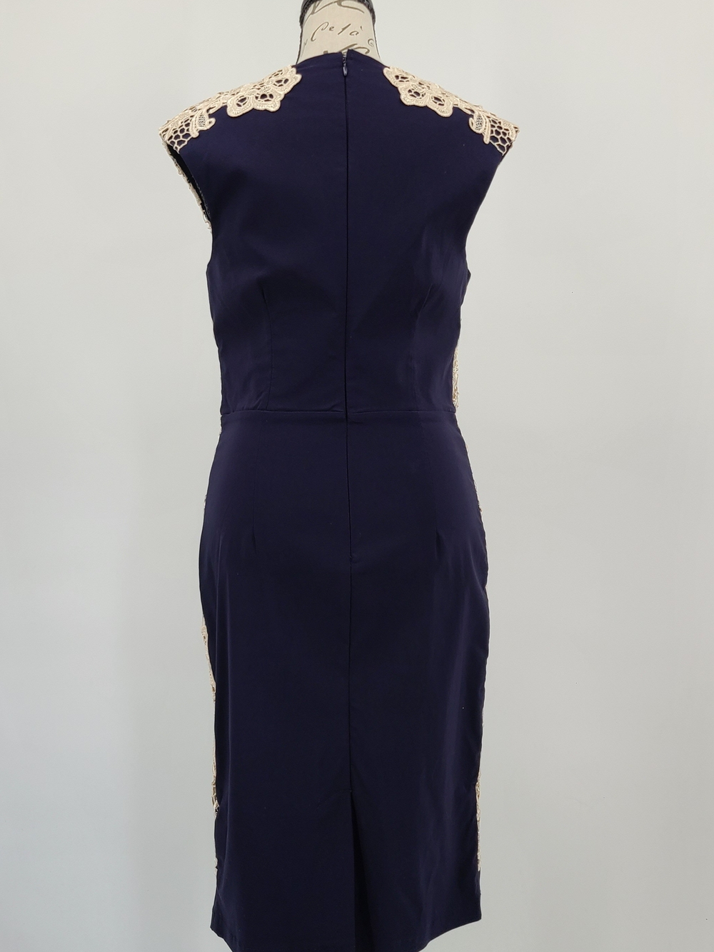 ModCloth London Dress Co Navy Bodycon Dress With Lace Side Accents Size 6 - Picture 7 of 14
